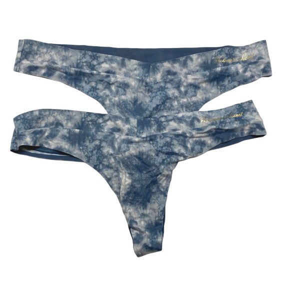 Victorias Secret Incredible Tie Dye Thongs Panties Size Large Lot of 2 Blue - Picture 11 of 11